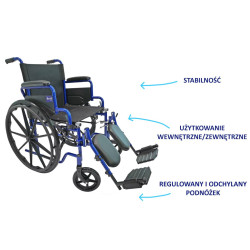 Wózek inwalidzki Wheelie Air Plus z regulacją podnóżka koła pełne