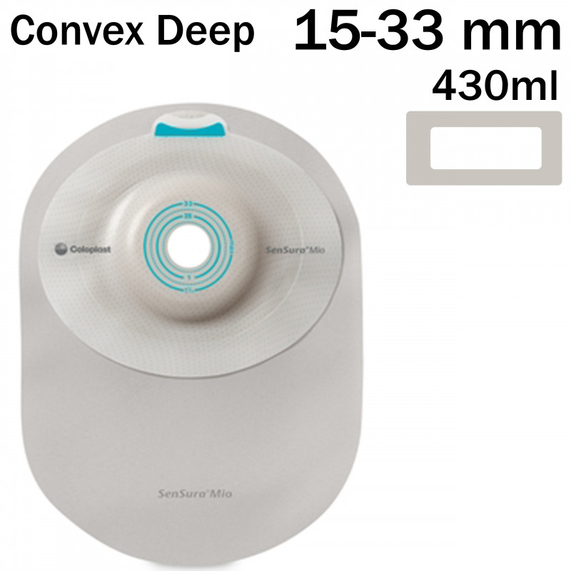 163460 Worek 1-cz Sensura Mio Convex Deep  Max 15-33mm 430ml Szary z Okienkiem Zamknięty Coloplast