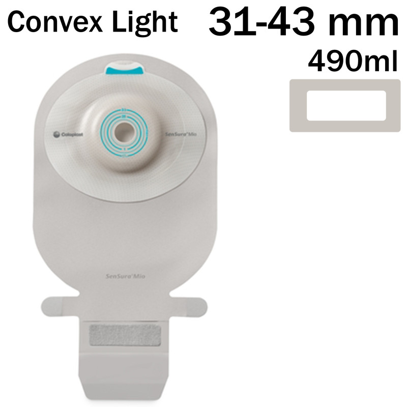 164270 Worek 1-cz Sensura Mio Convex Light 31-43mm 490ml Szary z Okienkiem Otwarty Coloplast