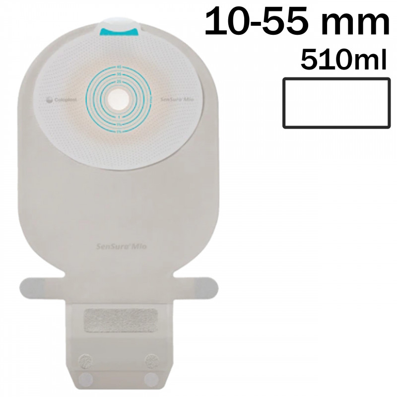 104580 Worek 1-cz Sensura Mio MAXI 510 ml, 10-55mm Otwarty Przezroczysty Coloplast