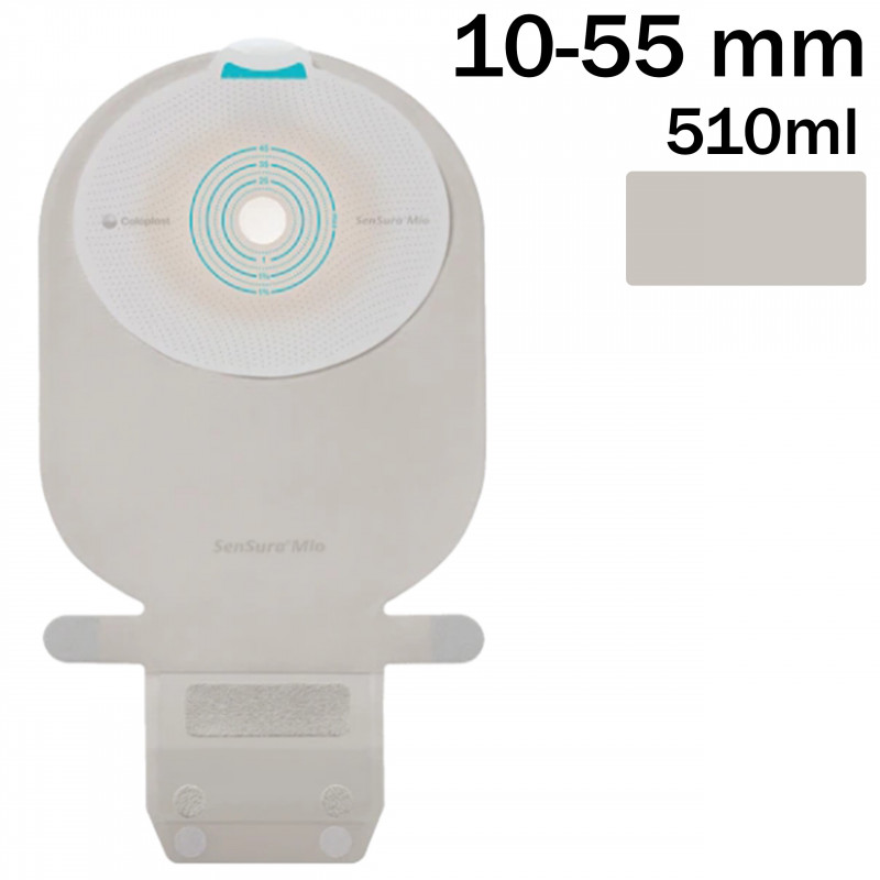 104560 Worek Jednoczęściowy Sensura Mio MAXI 510 ml, 10-55mm Otwarty Naturalny Szary Coloplast