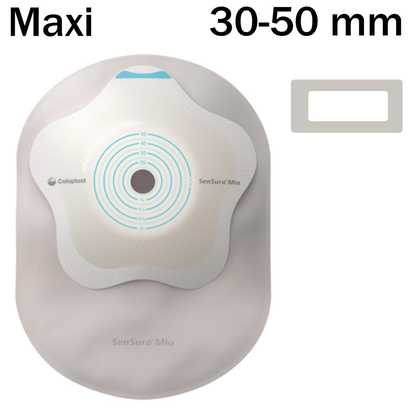181720 Worek 1-cz SenSura Mio Concave 30-50mm Maxi Z Filtrem Neutralny z Okienkiem Zamknięty Coloplast