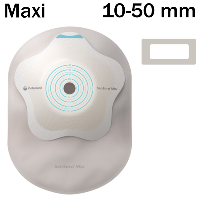 181700 Worek 1-cz SenSura Mio Concave 10-50mm Maxi Z Filtrem Neutralny z Okienkiem  Zamknięty Coloplast