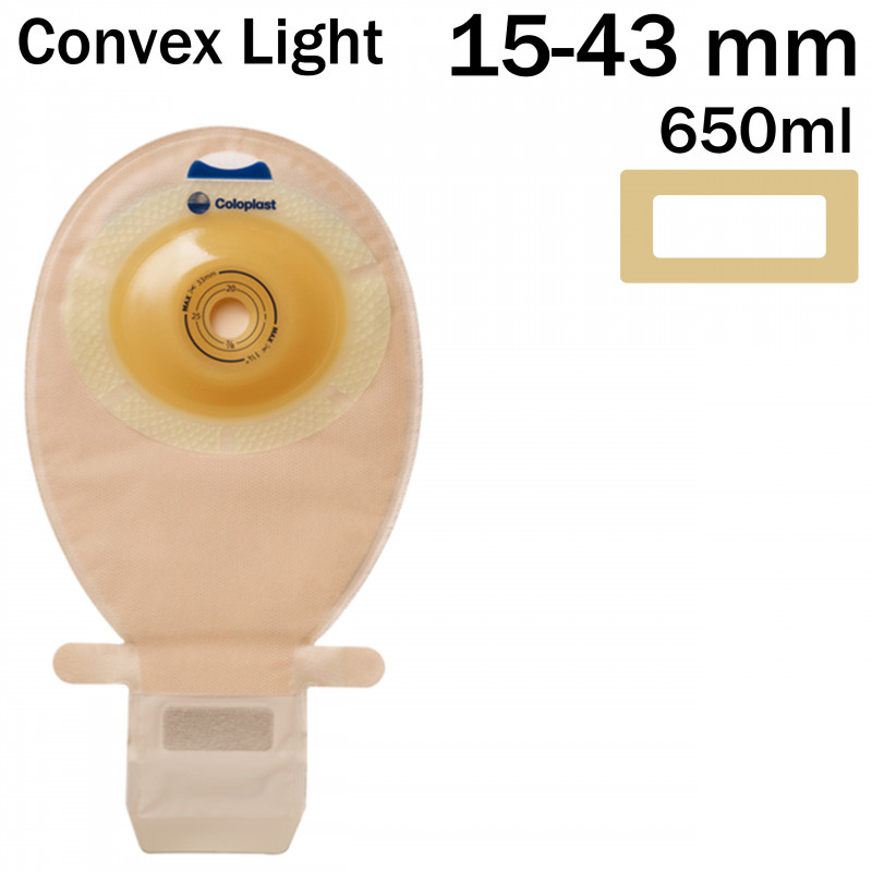 152090 Worek 1-cz SenSura Convex Light 15-43mm 650 ml Cielisty Z Okienkiem Otwarty Coloplast