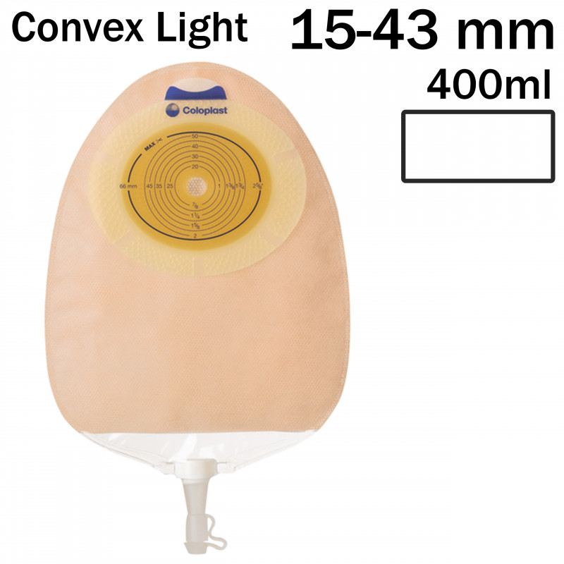 118120 Worek Urostomijny 1-cz SenSura Convex Light 15-43 mm 400 ml Maxi Przezroczysty Coloplast