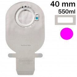 114340 Worek Dwuczęściowy SenSura Mio Click 40mm 550ml z Filtrem Otwarty Neutralny Szary z Okienkiem Coloplast