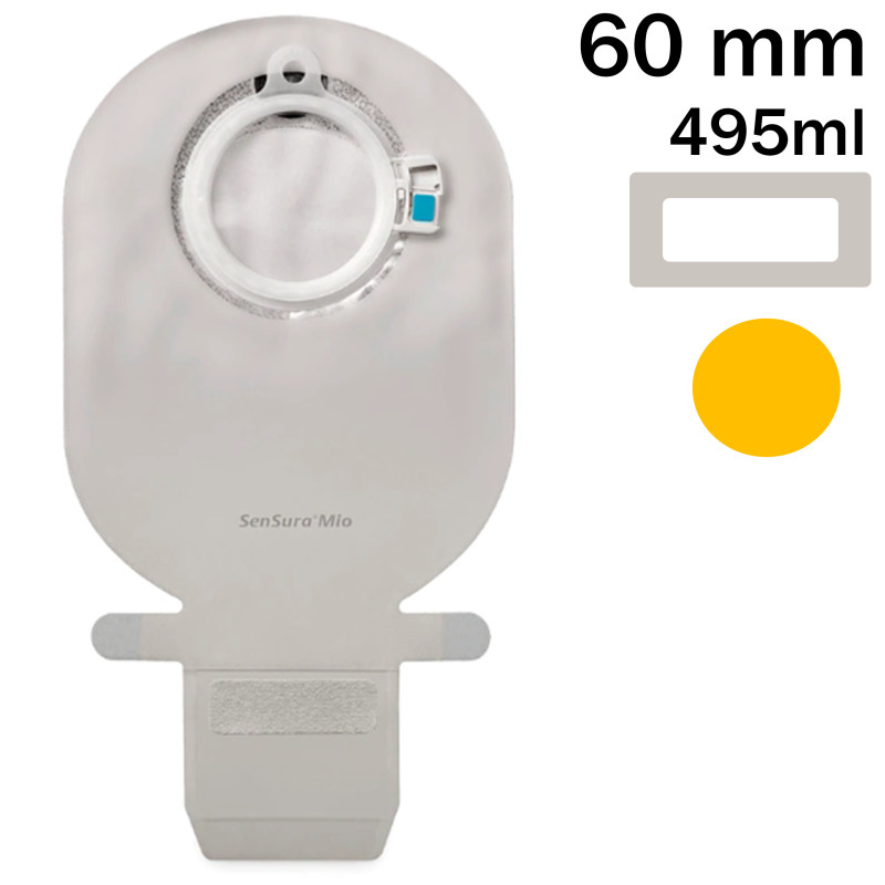 114520 Worek Dwuczęściowy SenSura Mio Click 60mm 495 ml z Filtrem Otwarty Neutralny Szary z Okienkiem Coloplast