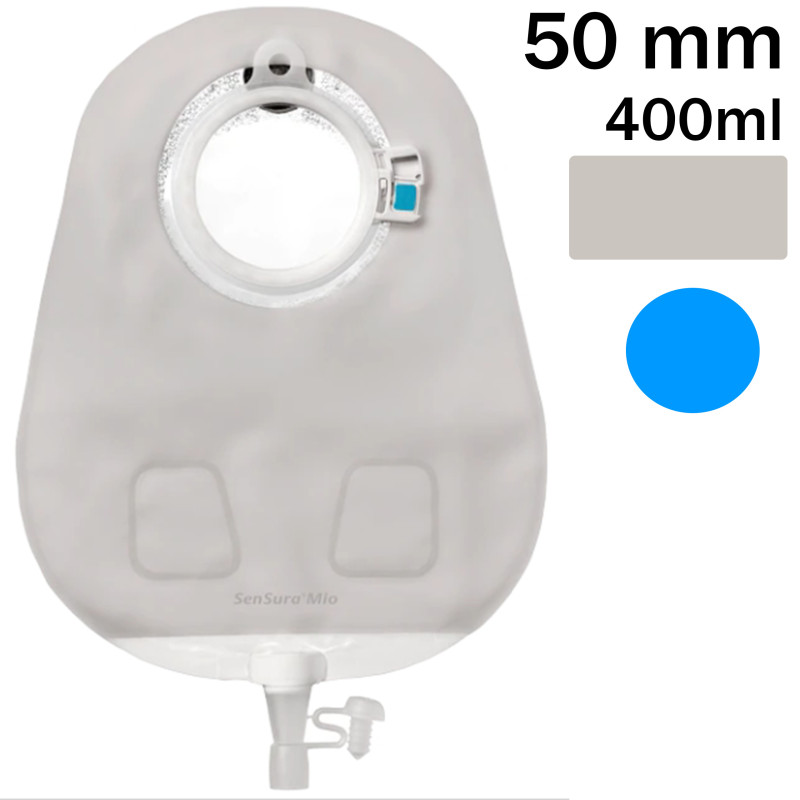 114960 Worek Urostomijny 2-cz SenSura Mio Click  50mm 400ml Midi Neutralny Szary Coloplast
