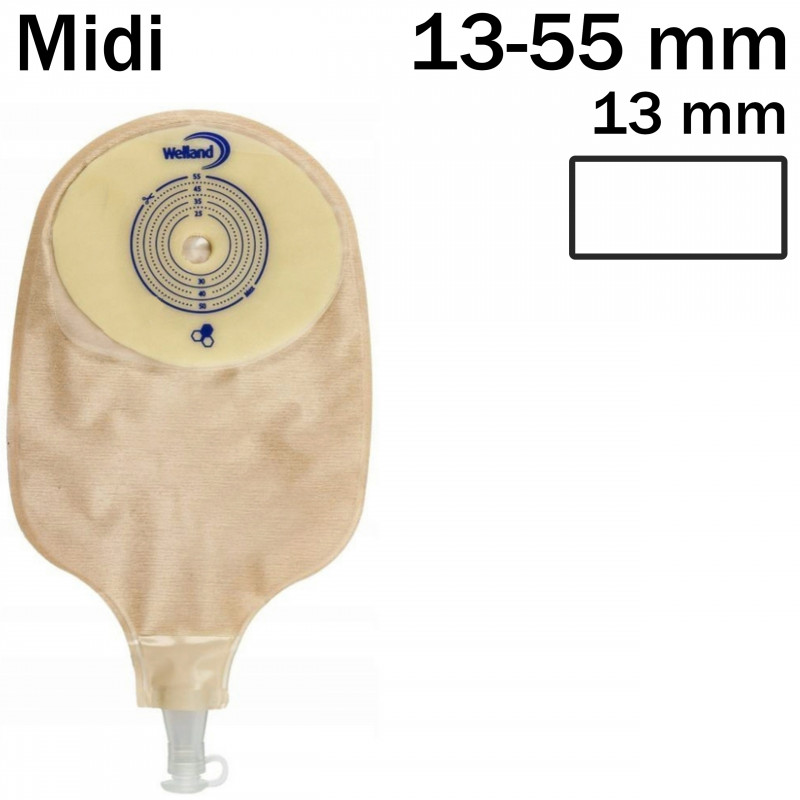 XMHUM713 Worek Jednoczęściowy Aurum Urostomijny  13/13-55 mm Midi Welland Przezroczysty Z Miodem Manuka