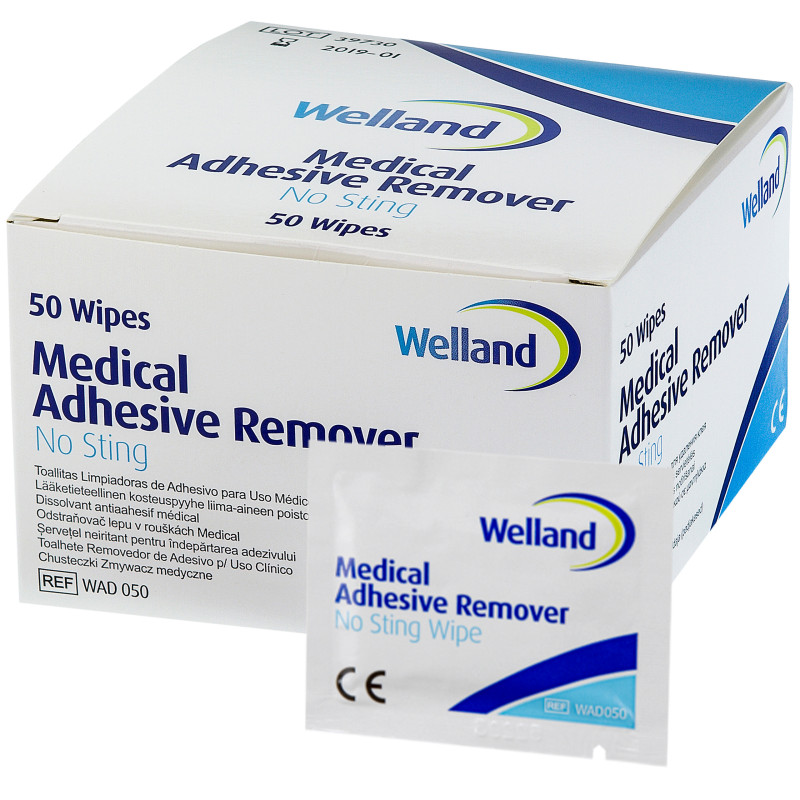 WAD050 Gaziki Adhesive Remover Do Odklejania Przylepca i Zmywania Skóry Wokół Stomii Bezalkoholowe Welland