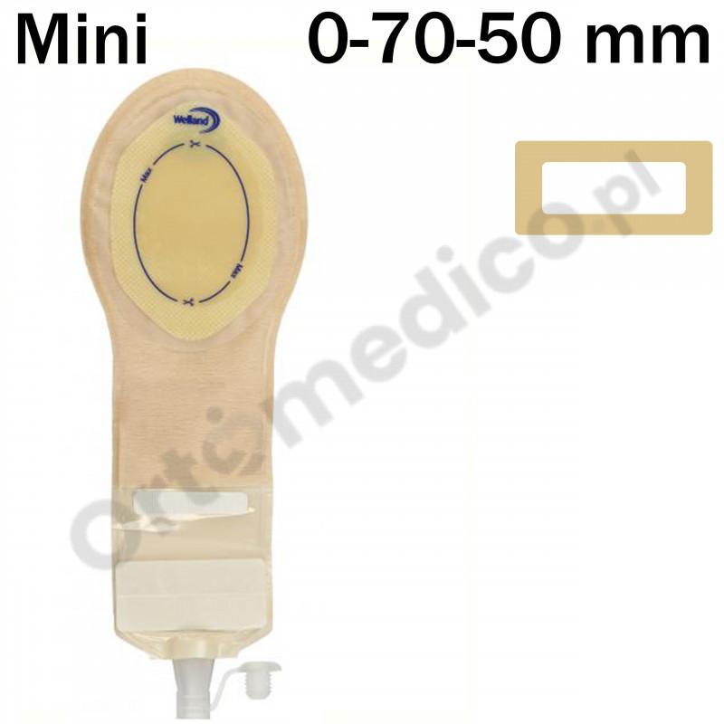 XSOP500 Worek Pediatryczny Jednoczęściowy Pedriatic Pouch Fistula Bag, Drenażowy 0-70-50 Mini Z Filtrem Beż z Okienkiem Welland