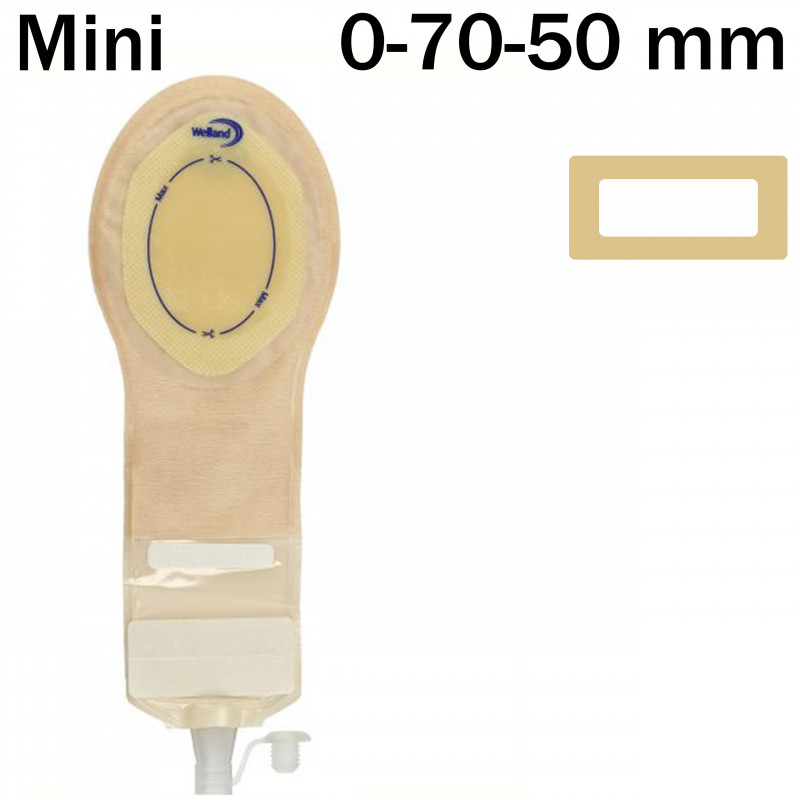 XSOP500 Worek Pediatryczny Jednoczęściowy Pedriatic Pouch Fistula Bag 0-70-50 Mini Z Filtrem Beż z Okienkiem Welland