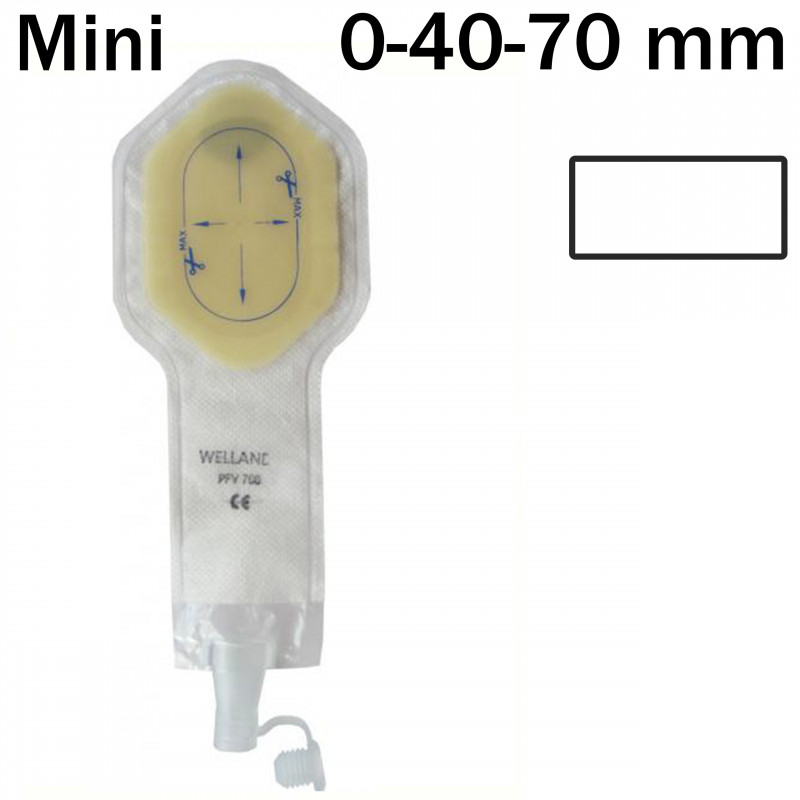 XNOP700 Worek Pediatryczny Jednoczęściowy Pedriatric Pouch Fistula Bag 0-40-70mm Mini Do Drenów Przezroczysty Welland