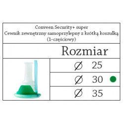 220130 Coloplast Conveen Security+ Super Cewnik Zewnętrzny Samoprzylepny z Krótką Koszulką 30mm