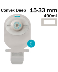 164460 Worek 1-cz Sensura Mio Convex Deep 15-33mm 490ml Szary z Okienkiem Otwarty Coloplast