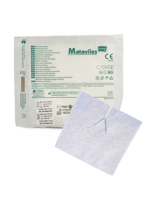 Kompres Do Trachestomii Włókninowy z Nacięciem Y 10x10 2szt Matoviles