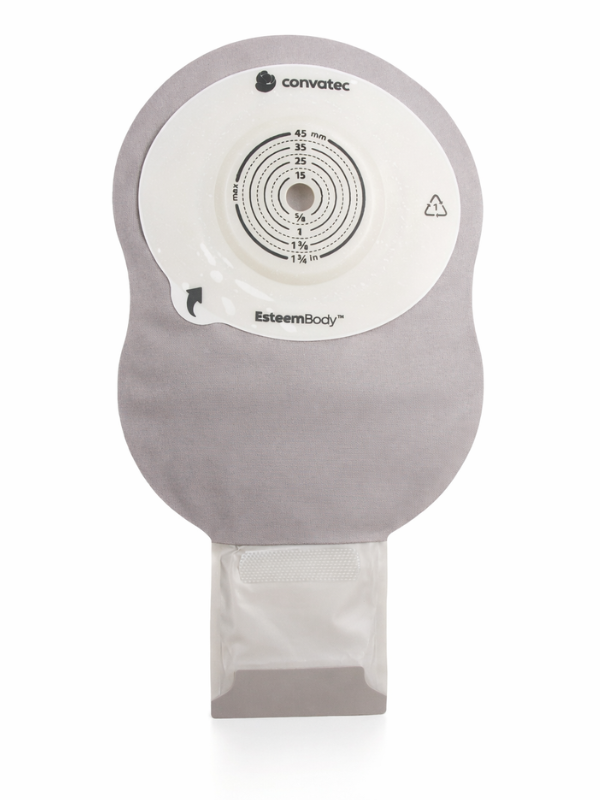423656 Worek 1-cz Ileostomijny Esteem Body Otwarty Szary z Okienkiem 10-45 mm Duży 570 ml Convex 7,0 mm V1 Convatec