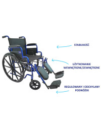 Wózek inwalidzki Wheelie Air Plus z regulacją podnóżka koła pełne