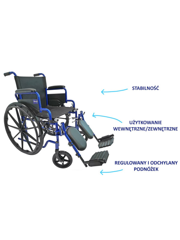 Wózek inwalidzki Wheelie Air Plus z regulacją podnóżka koła pełne