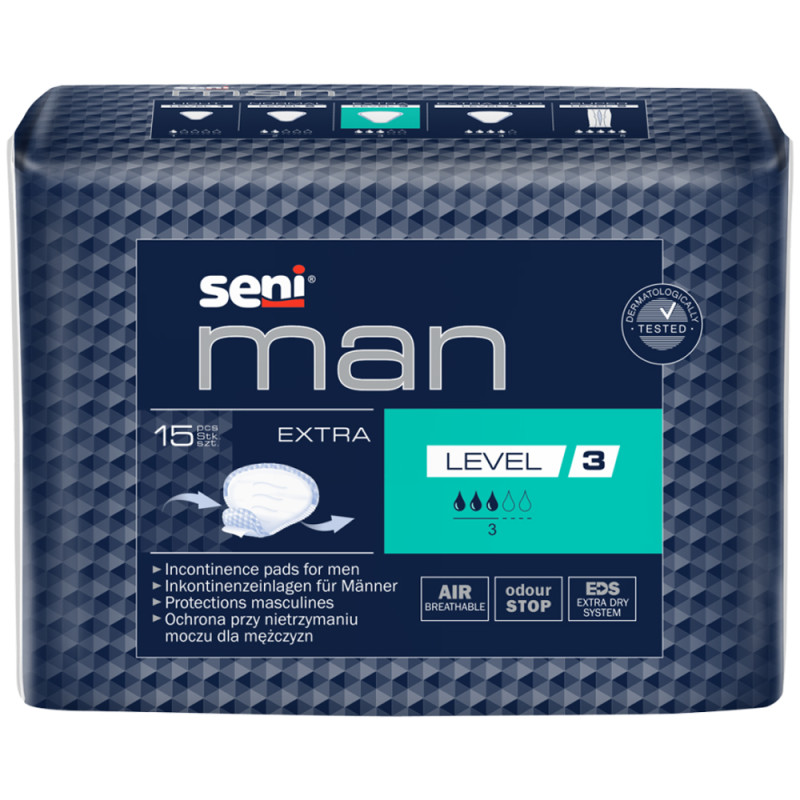 Seni Man Extra Level 3 wkładki urologiczne męskie klejone do bielizny