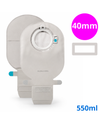 114340 Worek Dwuczęściowy SenSura Mio Click 40mm 550ml z Filtrem Otwarty Neutralny Szary z Okienkiem Coloplast
