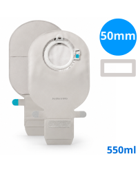 114430 Worek Dwuczęściowy SenSura Mio Click 50mm 550ml z Filtrem Otwarty Neutralny Szary z Okienkiem Coloplast