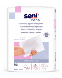 Seni Care podfoliowane myjki higieniczne do mycia ciała – rękawice jednorazowe, 50 szt. 1 opakowanie