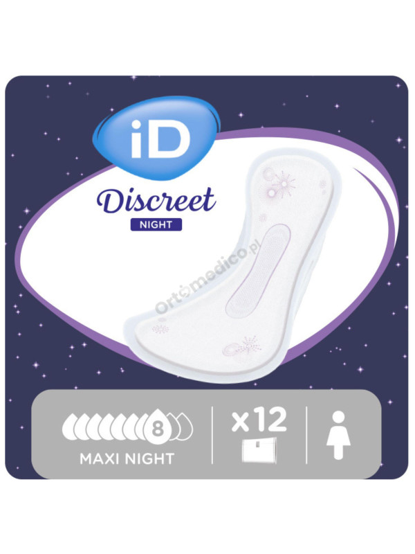 Wkładki urologiczne na noc iD Discreet Maxi Night NOWOŚĆ największa chłonność 8/10