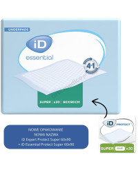 Podkłady iD Essential Underpads Super 60x90 Chłonne Na Materac, Łóżko (Dawniej iD Expert Protect Super)