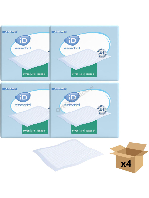 Podkłady iD Essential Underpads Super 60x90 Chłonne Na Materac, Łóżko (Dawniej iD Expert Protect Super)