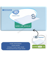 Podkłady iD Essential Underpads Super 60x60 Chłonne Na Materac, Łóżko (Dawniej iD Expert Protect Super)