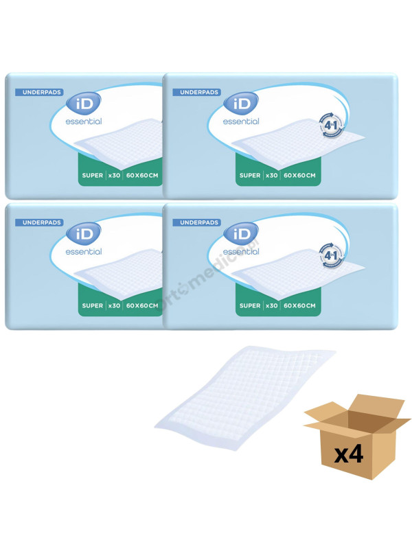 Podkłady iD Essential Underpads Super 60x60 Chłonne Na Materac, Łóżko (Dawniej iD Expert Protect Super)