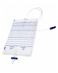 WMD2000-90 Worek do zbiórki moczu sterylny dobowy Zarys 2000 ml z zaworem T i zastawką antyzwrotną, Dren 90cm