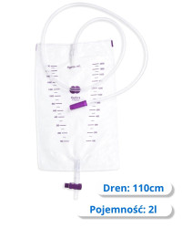 13853402 MBH QUFORA Worek Do zbiórki Moczu 2,0 L Maxi Dren 110 cm Bed/Night Bag Przezroczysty