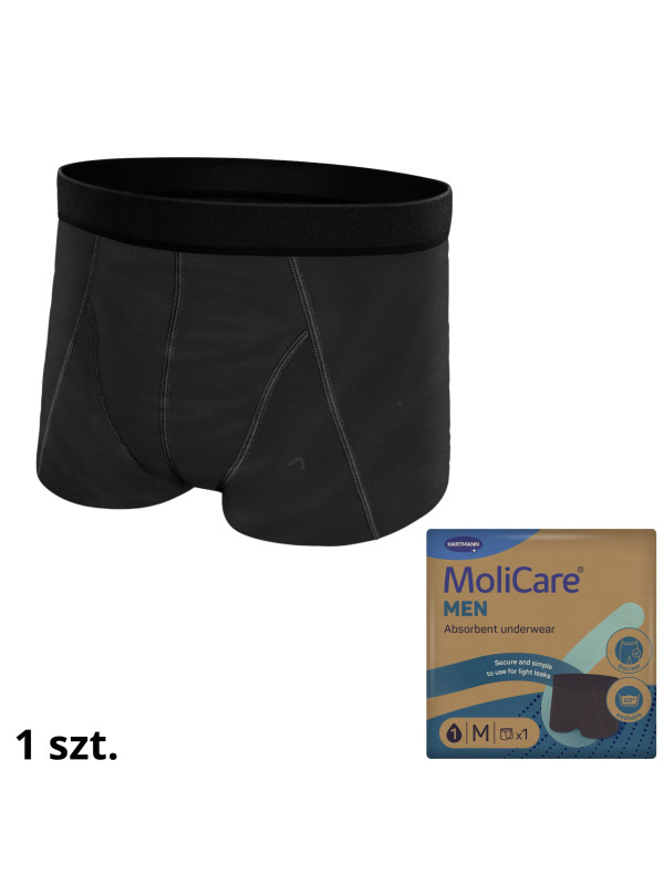 Wielorazowe bokserki chłonne dla mężczyzn MoliCare MEN Absorbent Underwear wchłania do  10 łyżeczek moczu - 52 ml