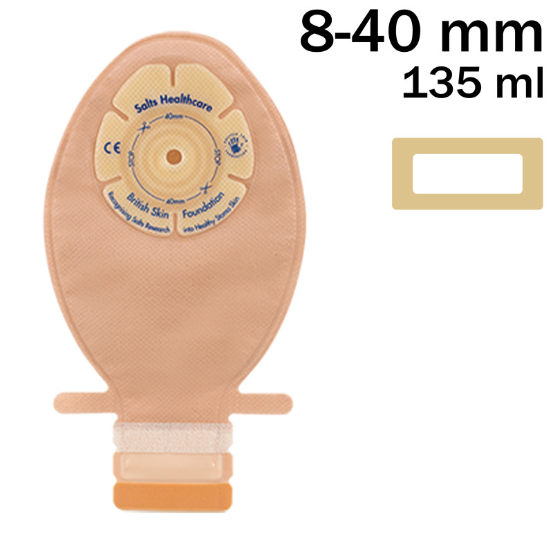 CFP8 Worek Stomijny Jednoczęściowy Pediatryczny 8-40mm 135ml Beż z Okienkiem SALTS