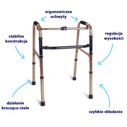 Składany balkonik aluminiowy krocząco-stały AR-001 ARmedical