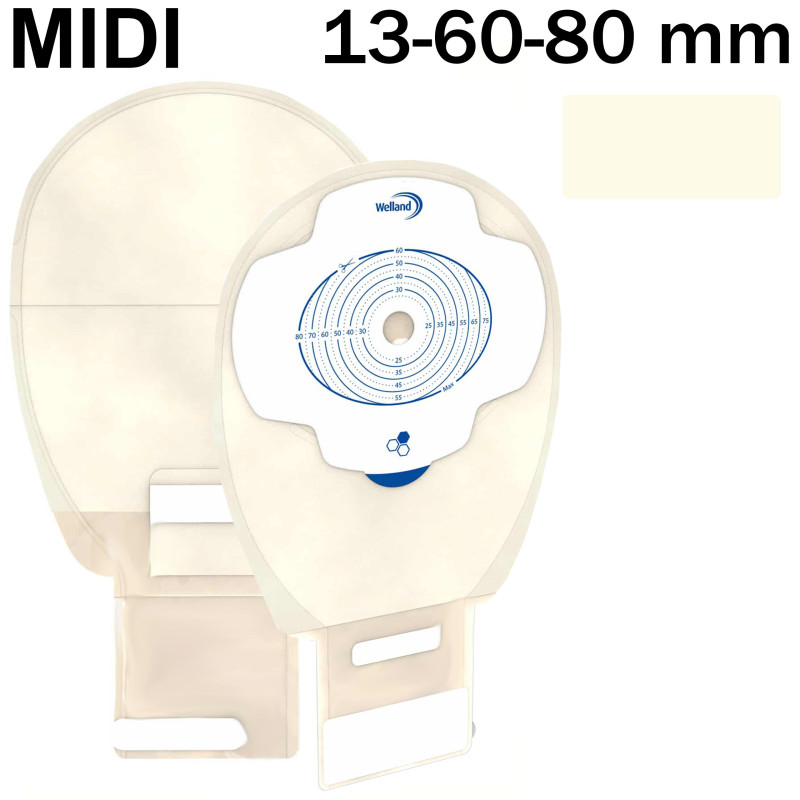 X1D1A22S Worek Jednoczęściowy Stomijny Welland Aurum Plus Drainable 13-60-80 Otwarty z Miodem Manuka Piaskowy