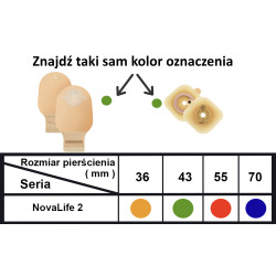 1215-55 Worek Stomijny Dwuczęściowy Nova 2 55 mm 590 ml Beż Otwarty Dansac