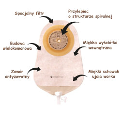 055750 Worek Urostomijny Alterna 1-cz 10-55mm 150 ml Midi Przezroczysty Coloplast