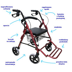 Rehabilitacyjna podpórka Comfort 4-kołowa, aluminiowa ARmedical AR-022