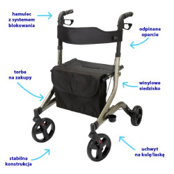 Podpórka Rehabilitacyjna AR-007 ARmedical 4-kołowa, Aluminiowa DYNAMIC