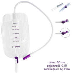 11161502 MBH QUFORA Worek Do zbiórki Moczu 0,5 L Dren 50 cm Leg Bag Premium Przezroczysty