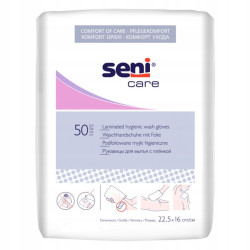Myjki higieniczne podfoliowane rękawice do mycia ciała Seni Care 50 szt.
