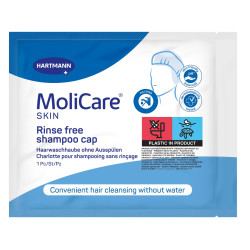 Molicare Skin Czepek do Mycia Włosów bez Wody z Szamponem i Odżywką dla Osób Leżących, Chorych i Seniorów Molicare Skin Czepek do Mycia Włosów bez Wody z Szamponem i Odżywką dla Osób Leżących, Chorych i Seniorów