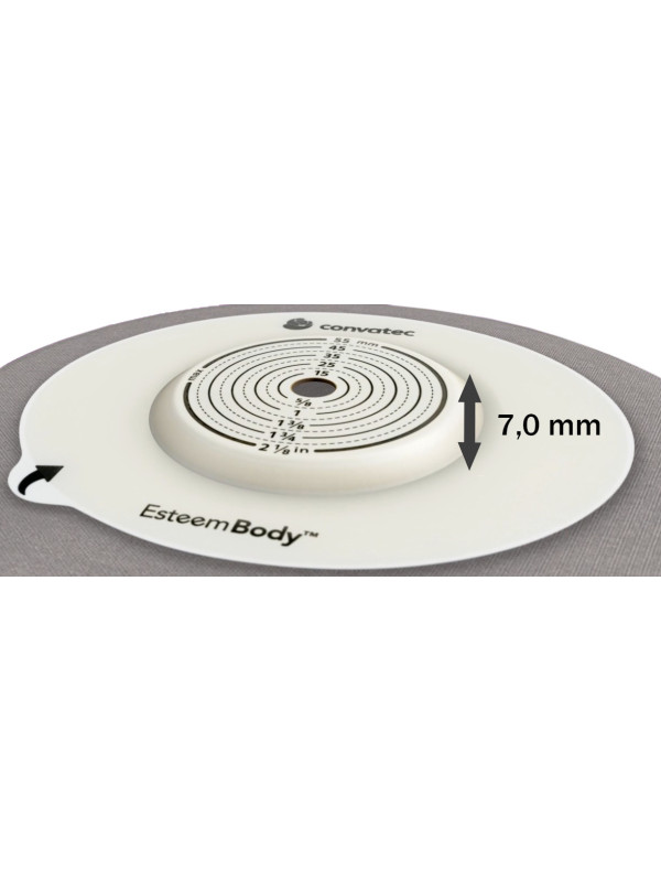 423625 Worek Ileostomijny Jednoczęściowy Esteem Body Szary z Okienkiem 10-45 mm 410 ml Convex 7,0 mm V1 Convatec