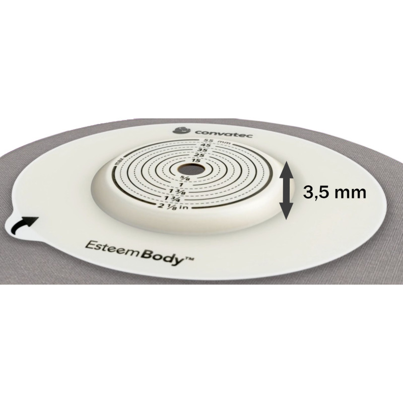 423607 Worek Ileostomijny Jednoczęściowy Esteem Body Szary z Okienkiem 10-45 mm Otwarty 410 ml Convex 3,5 mm V1 Convatec
