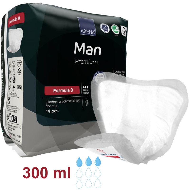 Męskie Wkładki Higieniczne Abena Man Formula 0 Małe Nietrzymanie Moczu 300 ml