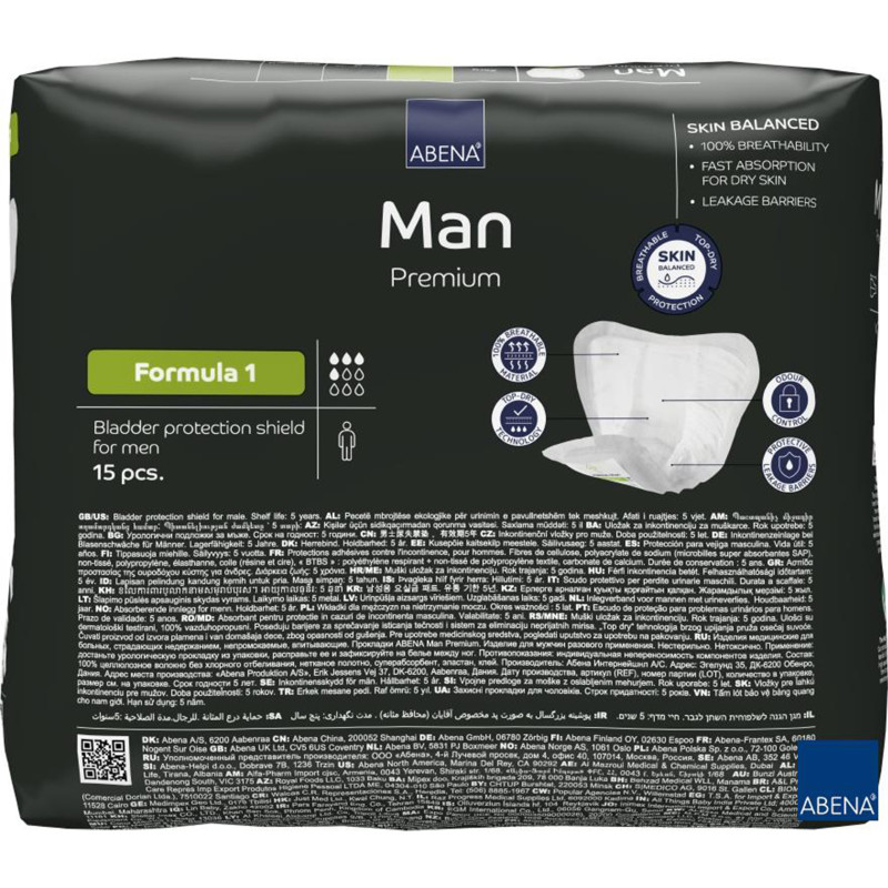 Męskie Wkładki Higieniczne Abena Man Formula 1 Małe i Średnie Nietrzymanie Moczu 450 ml Męskie Wkładki Higieniczne Abena Man Formula 1 Małe i Średnie Nietrzymanie Moczu 450 ml