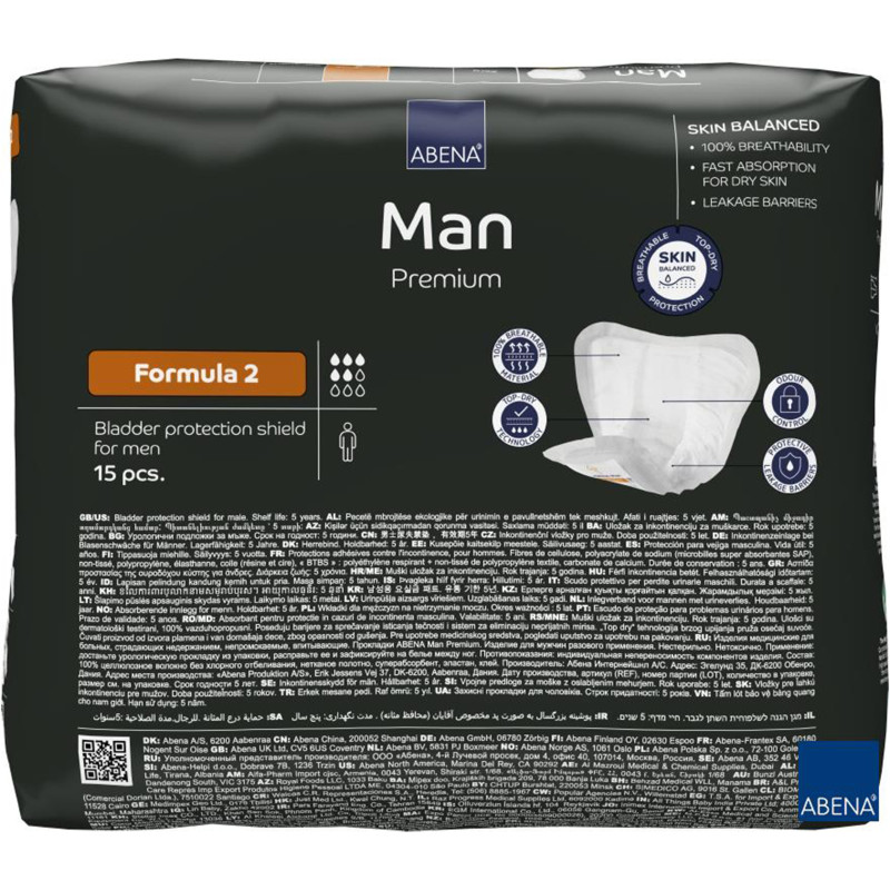 Męskie Wkładki Higieniczne Abena Man Formula 2 Średnie Nietrzymanie Moczu 700 ml Męskie Wkładki Higieniczne Abena Man Formula 2 Średnie Nietrzymanie Moczu 700 ml